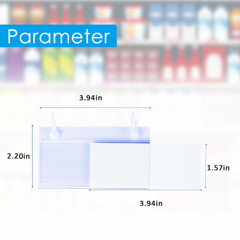 Diteje 40 Pack Plastic Basket Label Holders,Price Sign Wire Shelf Labels Holder with Easy Clip Design Snap Lock Closure,with Paper Insert,3.94x1.57inch