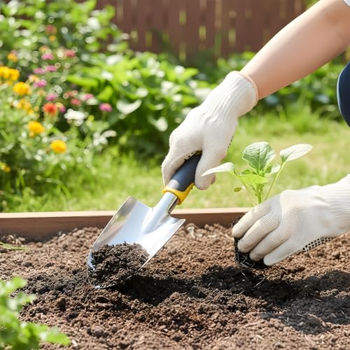 PercyEffie10 Pcs Garden Trowel Bulk, Heavy Duty Shovels Garden Tool, Small Shovel for Digging Metal Hand Trowel Spade with Soft TPR Handle for Flower Soil Planting Digging Transplanting