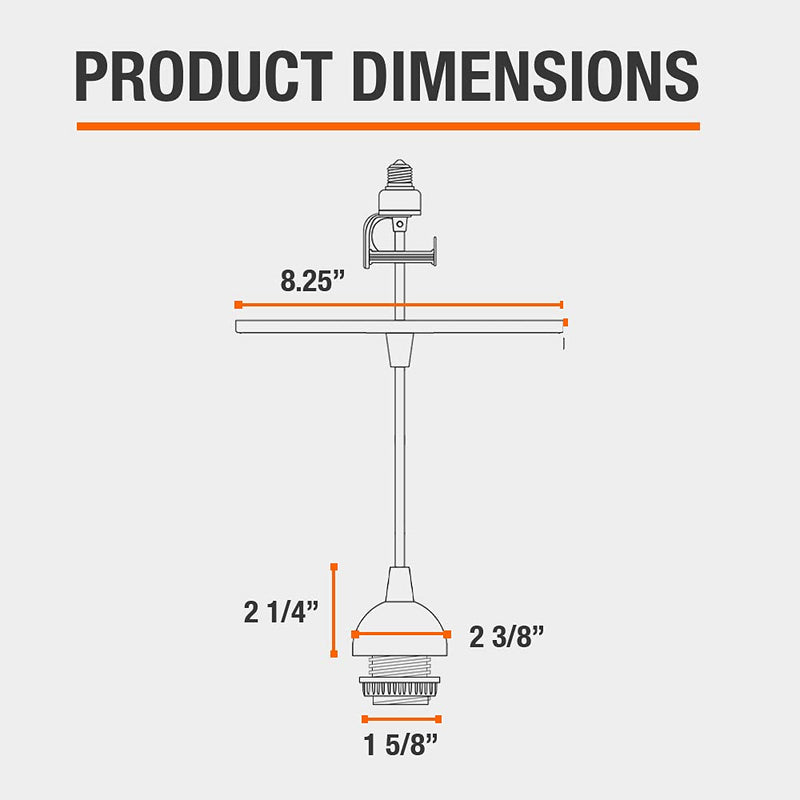 Worth Home Products The Original Instant Pendant Light | 6-Inch Recessed Can Screw-in Pendant Conversion Kit | Matte Black Pendant (Adapter Only – Bulb Not Included)