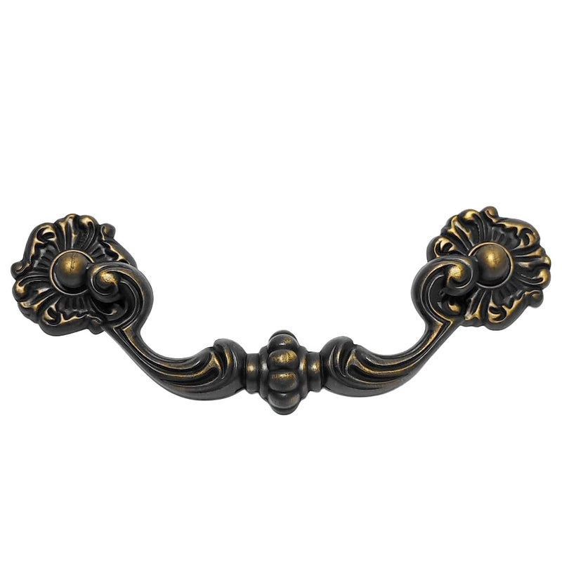 4-Pack 4.5" C-C Bail Drawer Pull Drop Dresser Pull Antique Brass Swing Drawer Handle Vintage Style 4 1/2" 115 mm Centers (4,Antique Brass)