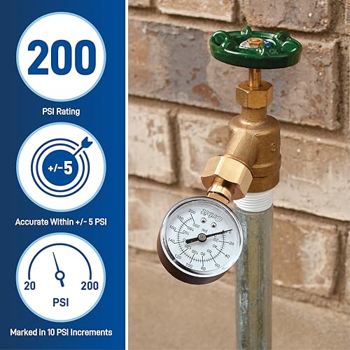 Orbit 26230 Water Pressure Gauge 3/4 in. FHT 200 PSI Dual-Label Irrigation