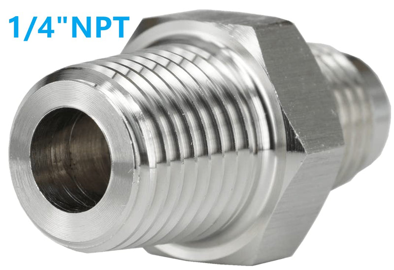 4AN AN4 Male Flare to 1/4 NPT Pipe Male Stainless Steel Brake Hose Fitting Adapter Union Connector,Brake and Clutch Adapter Fitting AN4-1/4"NPT