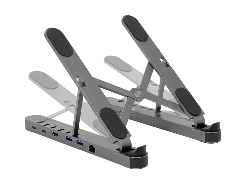 Monoprice 6-in-1 Portable Folding Laptop Stand and USB-C Docking Station with 4K HDMI, Gigabit Ethernet, with Adjustable Angles, RJ45 Gigabit Ethernet, Multi-Port Hub