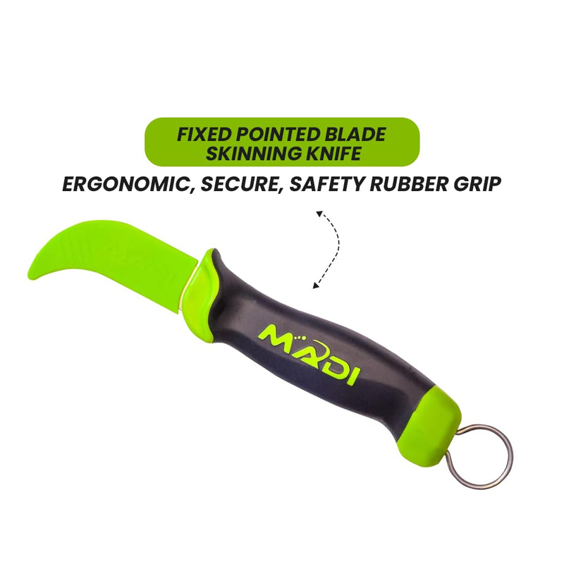 MADI FBSK-1 Fixed Blade Skinning Knife – Pointed Utility Blade for Linemen, Electrical & Utility Work
