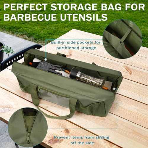Grill Tool Storage Bag BBQ Grill Utensil Accessory Storage Green