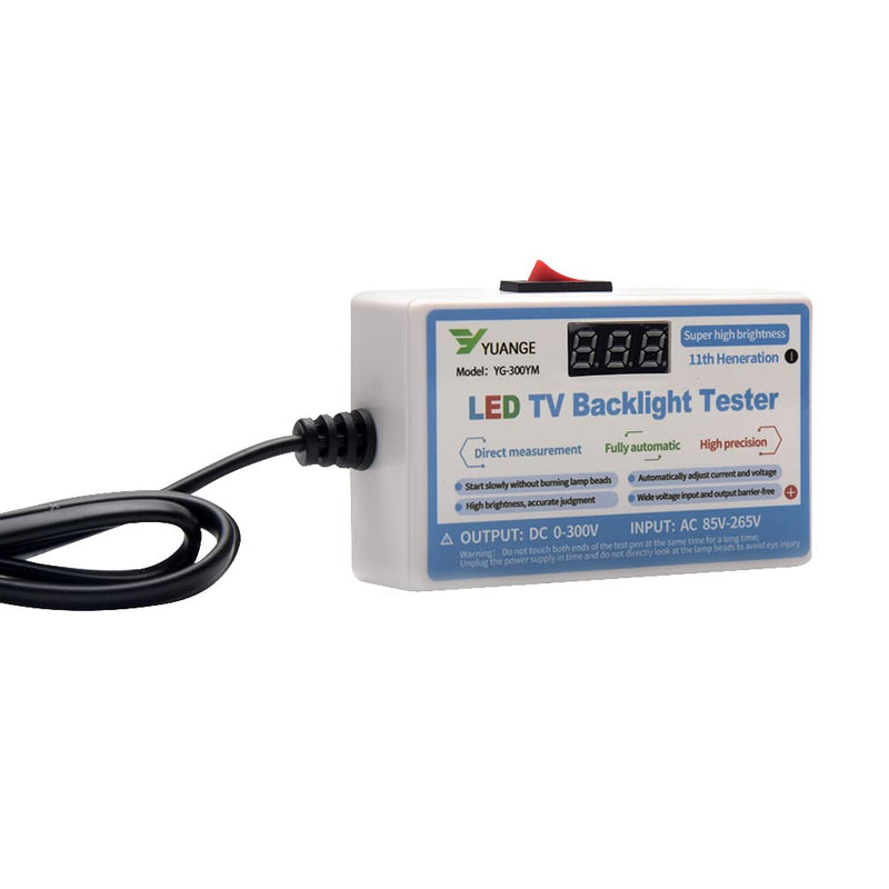 LED TV Backlight Tester, LED Strip Lamp Beads Repair Testing Tool with Gold Plated Pin and Power Cable 0-300V Adaptive Voltage, Measurement Instruments for LED Light, White