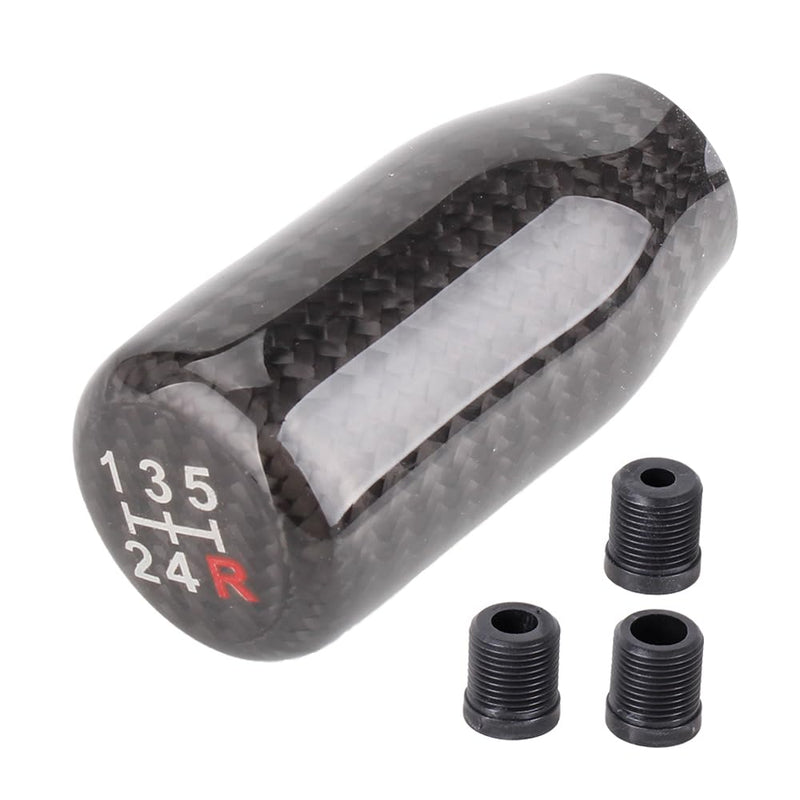 muge racing Carbon Fiber Shift Knob for Automatic and Manual Vehicles, Carbon Fiber Gear Shift Knob, 5 Speed Black