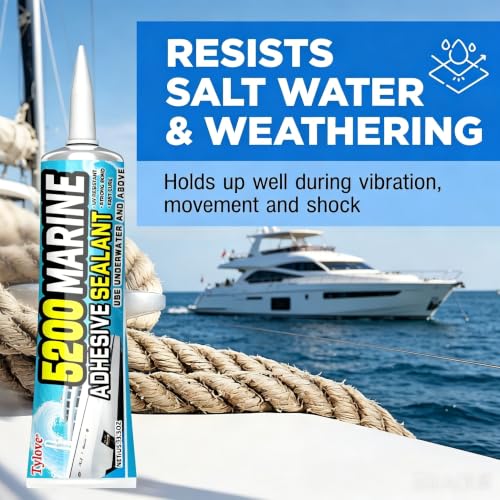 5200 Marine Sealant Adhesive Fast Cure - Permanent, Watertight Bonding and Sealing - UV Resistant, Above & Below Waterline- for Boats, Hulls, Decks & RVs,Pond Sealant 3oz (1Pack Black) 1Pack Black