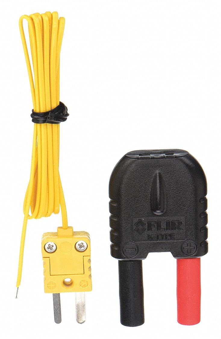 FLIR TA60 Thermocouple Probe with Adapter | 37in flexible wire, mini 2-pin to dual banana adapter, fast bead response, for multimeters and clamp meters