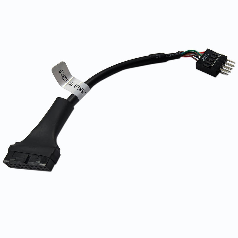 USB 3.0 to USB 2.0 Motherboard Adapter Cable, 19-Pin Female to 9-Pin Male Connector, Black, 0.5 Feet