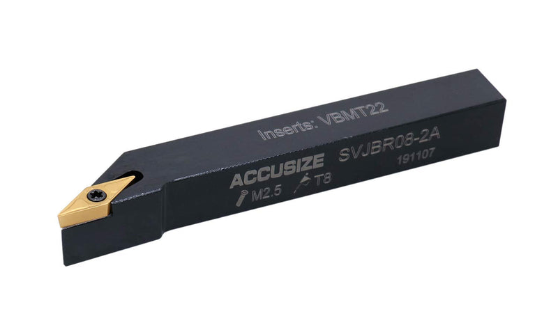 Accusize Indexable Tool Holder, 1/2", 2373-5006 | SVJB R-08-2A Right Hand Turning Tool Holder, 1/2" Shank, 4" OAL, Carbide VBMT22 Insert, -3° 1/2", Right Hand