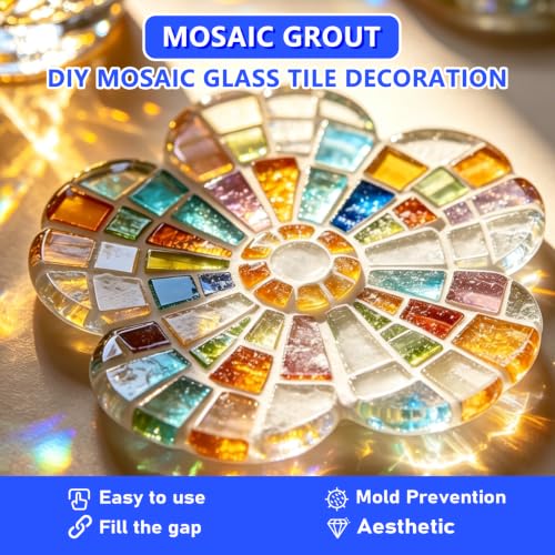 17.6oz Mosaic Grout, Mosaic Powder, Mosaics Tile Tools, Mosaics Tile Accessories – Essential for Handmade Grouting and Perfect for DIY Craft Projects (White 500G)