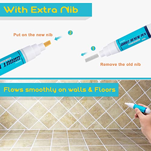 NADAMOO White Grout Pen Kit, 2‑Pack Large 20ml Touch‑Up Repair Pens