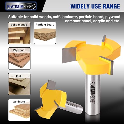 PLATINUMEDGE Spoilboard Surfacing Router Bit, 1/2-Inch Shank 2-Inch Cutting Diameter, Slab Flattening Router Bit Planing Wood Planer Bit (Carbide) (Pack of 2) 1 Piece - 1/2 Inch Shank (Pack of 2)