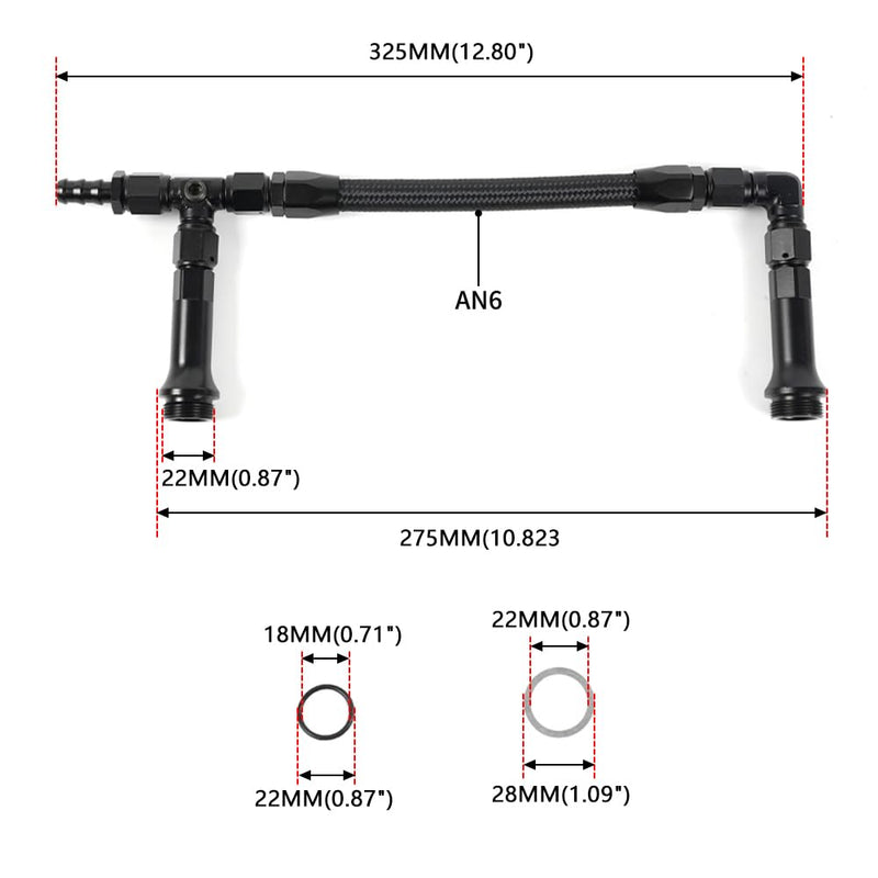 6AN Dual Feed Fuel Line Kit, Aluminum Alloy Fuel Line Stainless Steel Braided Dual Inlet Fuel Line Kit For Holley 4150 Carburetor,Black 6 AN Black