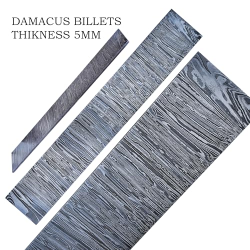 Damascus Steel Billet Bar for Knife Making – Firestorm Pattern Hand Forged Blank, 1095 & 15N20 High Carbon Steel Bar Stock, 12 x 2 in, Annealed & Pre-Etched, Bladesmithing & Blacksmith Supply