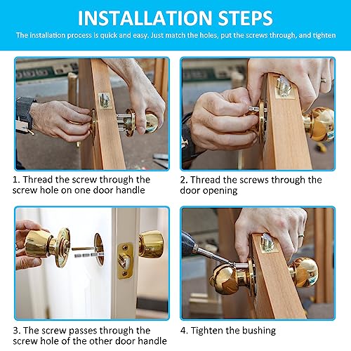 50Set Door Handle Screw Universal M4 Door Handle Bolt Carbon Steel Connecting Screws and Sleeves Male to Female M4×16 Cross Sleeve ×60 Bolts for 35-60mm Thick Doors