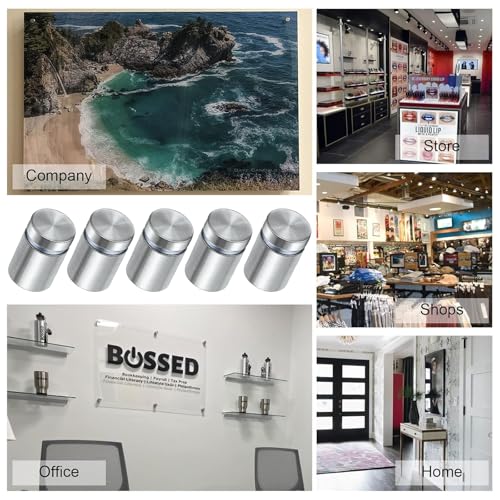 50PCS 1/2 x 3/4 Inch Stainless Steel Standoff Screws, Metal Standoff Pin Wall Sign Mounting Hardware for Hanging Picture Frame Advertising Fixing Nail