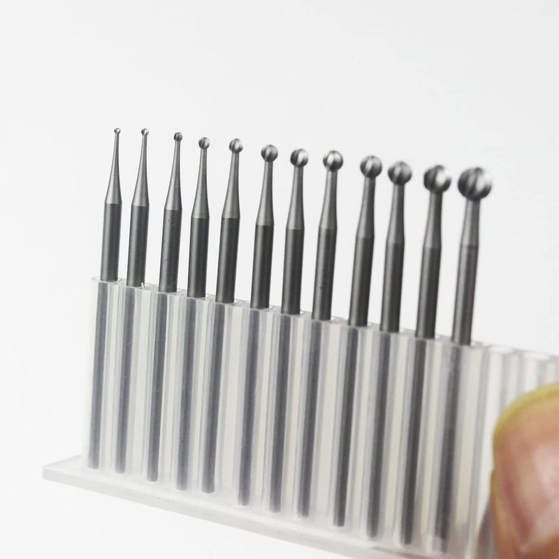 12 Pcs Round Shape Ball Burr Set - 3/32'' Shank Jewelry Making Burs Round Ball Shape Engraving Bits for Lapidary (008-040)
