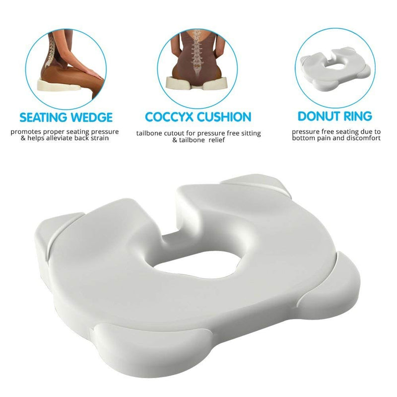 Contour Kabooti Donut Seat Cushion, 3-in-1 Design with Center Cutout for Tailbone Pain, Sciatica and Hemorrhoids Original