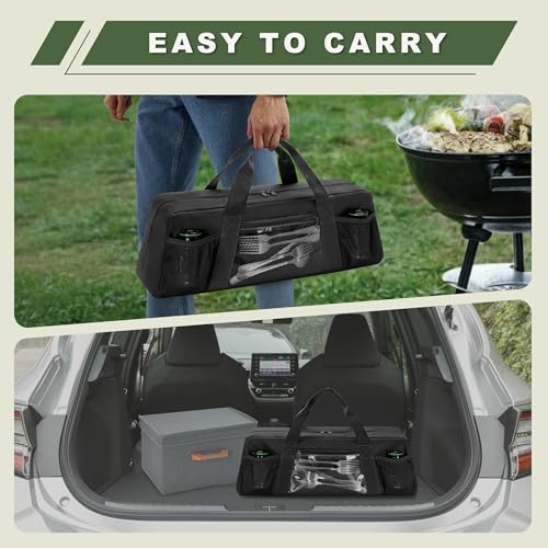 HODRANT Grill Tool Storage Bag with Pockets for Barbecue Tool up to 22" Black