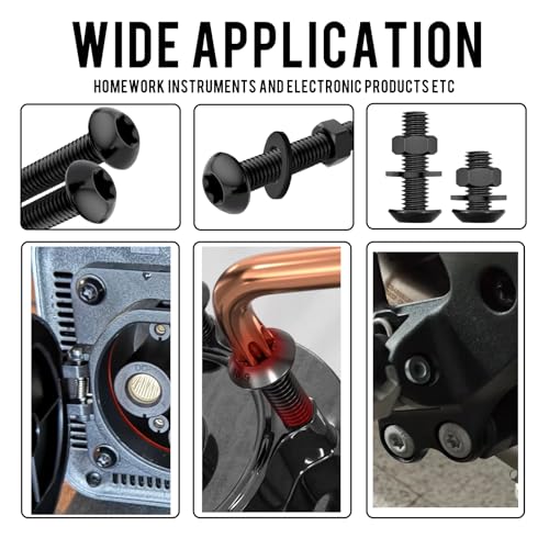 900PCS Torx Button Head Screws, M2 M2.5 M3 Bolts and Nuts Washers Set, Star Drive Round Head Machine Screws 10.9 Grade Alloy Steel Black, Small Torx Bolts Fully Threaded with T6 T8 T10 Wrench