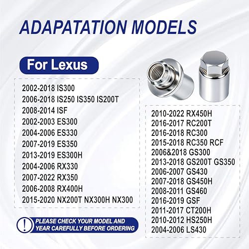 M12 x 1.5 Wheel Lock Lug Nut Set Anti Theft Fit Toyota Lexus IS250 RX350 ES350 NX200T Camry Tacoma Corolla Highlander Avalon RAV4 Sienna Venza Celica Prius Matrix CHR Mirai Replace 00276-00900 ﻿