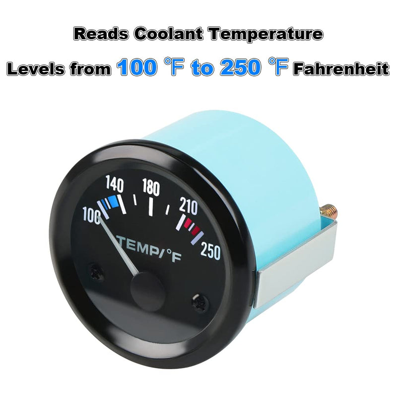 WATERWICH 2inch 52mm Water Temperature Gauge 100-250℉ Water Temp Thermometer Meter Kit DC12V for Ship Car Truck Vehicle Automotive Boat Marine