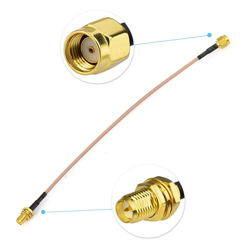 Bingfu WiFi Antenna Extension Cable (2-Pack) RP-SMA Male to RP-SMA Female Bulkhead Mount RG316 Cale 15cm 6 inch for WiFi Router Security IP Camera Wireless Mini PCI Express PCIE Network Card Adapter 6 inch / 15cm