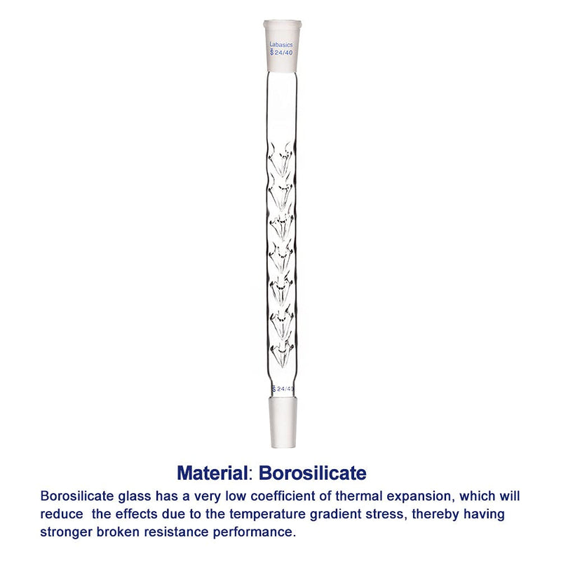 Labasics Vigreux Column, 24/40 Joints Borosilicate Glass Fractional Distillation with Indentations, 200 mm Length for Laboratory