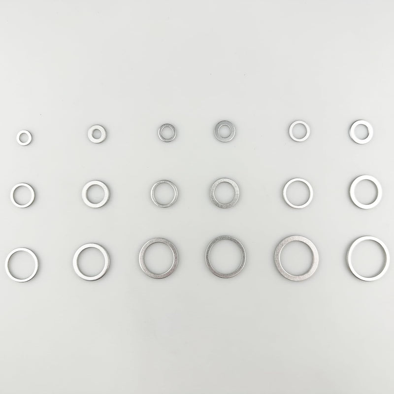 570 Pieces 18 Sizes Oil Drain Plug Gaskets Assortment Kit,Oil Crush Washers, Aluminum Crush Washers Assortment Kit,M6 M8 M10 M12 M14 M16 M18 M20 M22 M24 570