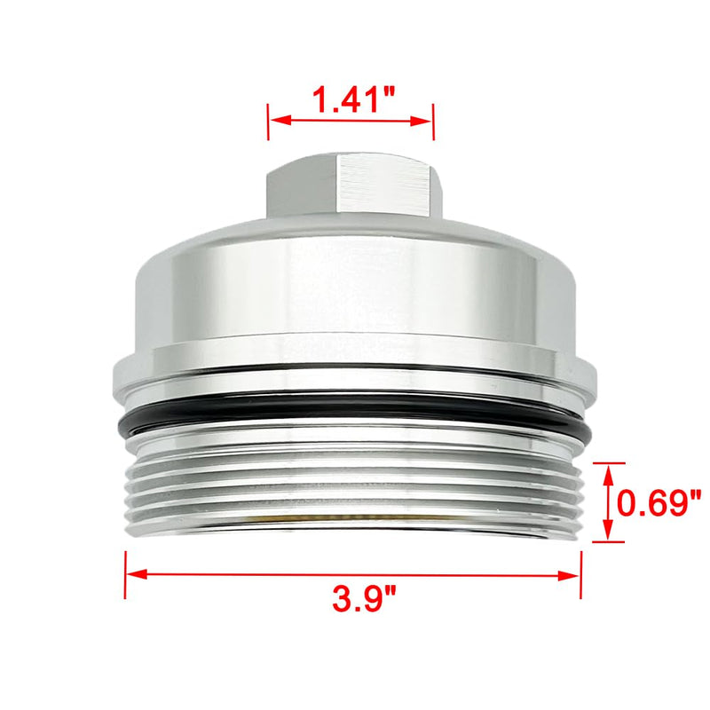 iFJF EC781 Oil Filter Cap Billet Aluminum Anodized Replacement for FL2016 2003-2007 6.0L 2008-2010 6.4L Powerstroke F250 F350 F450 F550 Super Duty 2003-2005 Excursion 1840754C91 3C3Z-6766-CA Silver Aluminum