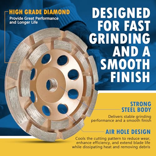 4" Diamond Grinding Wheel for Concrete 16 Dbl Row Segments 5/8"-11 4" - 16 Segs Premium Double Row - 5/8"-11 Arbor