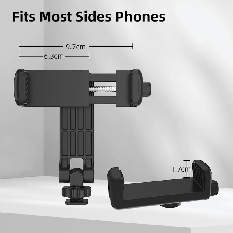 SOH Phone Tripod Adapter Mount, Universal Smartphone Clamp with 2 Cold Shoe, Vertical Horizontal Bracket for iPhone, Samsung Galaxy and More Smartphones