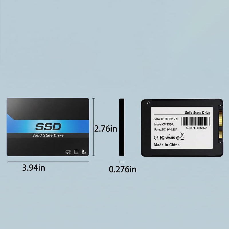 128GB 2.5" SSD SATA III Internal Solid State Drive, 550MB/s Read with 3D NAND Flash for Laptop & Desktop PC Upgrade (Blue-Black) Blue-black