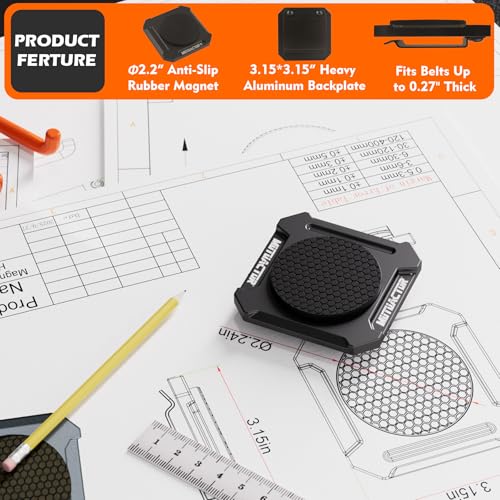 MUTUACTOR Heavy Duty Magnetic Tool Belt Clip,Φ2.2”Anti-Slip Strong Magnet Tool Belt Clip with Heavy Plate,Quick Access Magnetic Tool Holder Hammer Holster for Screws,Nails Hammers, Pliers,1PCS Heavy Duty Magnet Belt Clip X1
