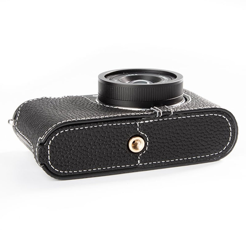 Genuine Leather Retro Camera Case, Half-Wrap Genuine Leather Camera Protector, Compatible For Leica X1 X2 X-E (Black) Black