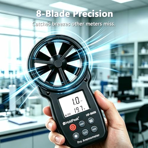 HoldPeak 866B Digital Anemometer, Handheld Wind Speed CFM Meter 866B (1 PC)