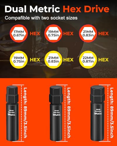 3 Piece 10 Spline Lug Nut Socket, Compatible with Bimecc 10 Spline Lug key Ta23-21/22 - 3 Piece Set