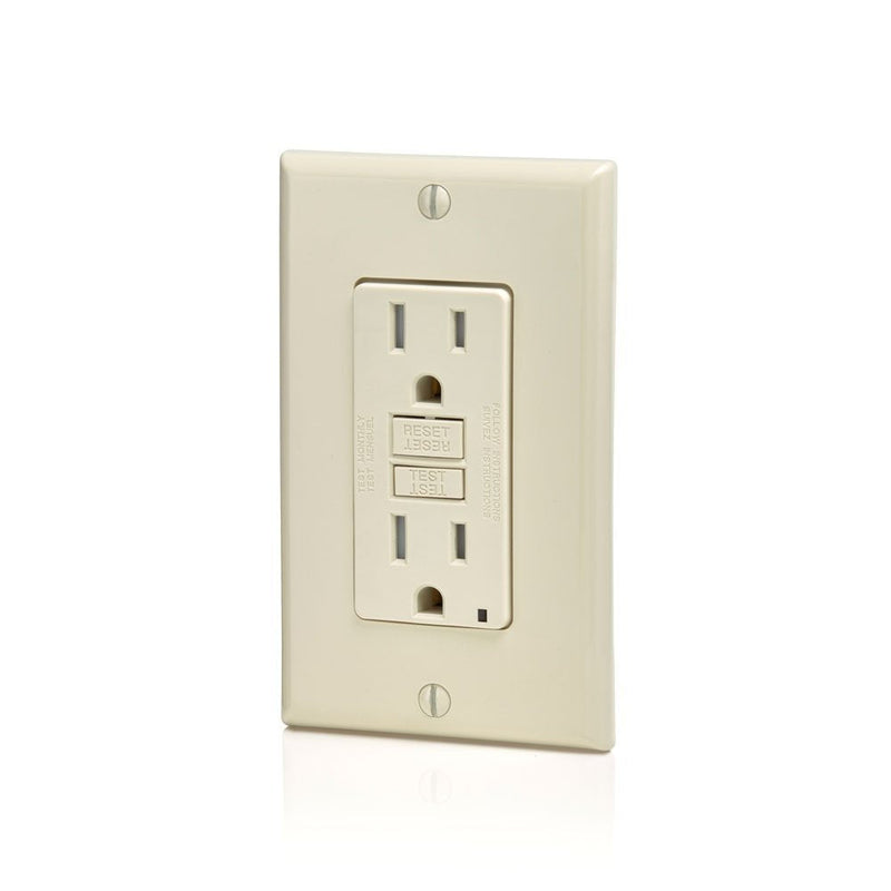 Leviton Smartest Self-Test SmartlockPro Slim GFCI Tamper-Resistant Receptacle with LED Indicator, 15-Amp, 3-Pack, GFTR1-3T, Light Almond