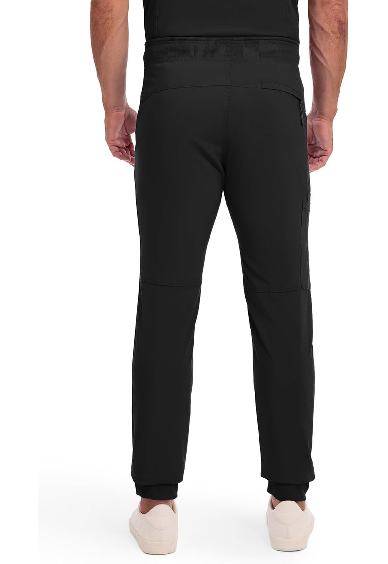 Cherokee Mens Mid Rise Jogger Scrub Pants with Zipper Cargo Pocket 360 Stretch Moisture Wicking PROTX2 Fabric - CK004A Large Black