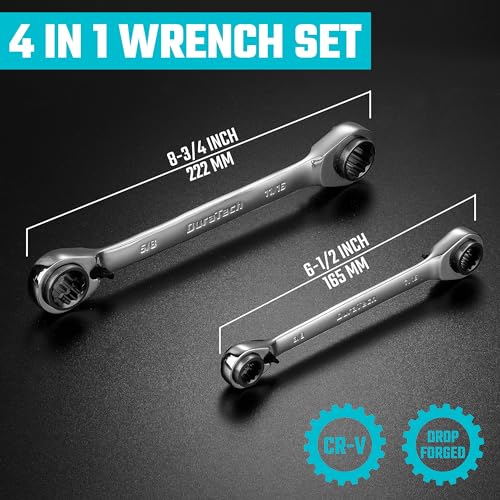 DURATECH 4-in-1 Reversible Ratcheting Box Wrench Set, SAE, 2-Piece Regular 5/16"-3/4"