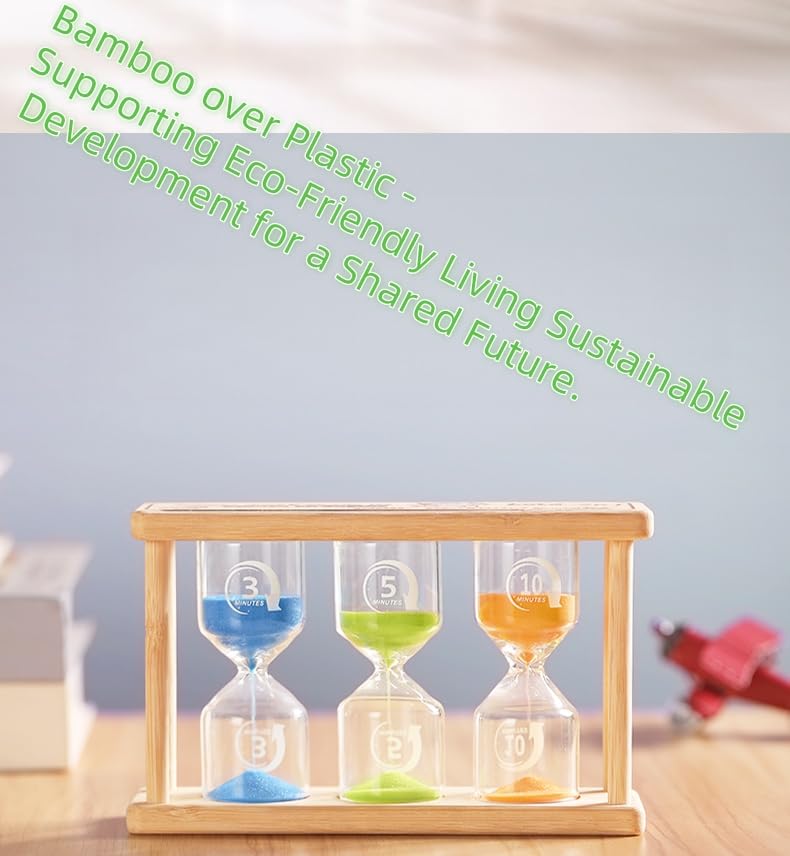 3-in-1 Perfect Bamboo Sand Timer, Includes 15, 20 and 30 Minute Sand Hourglass Timers,Sand Glass Timer Decor for Games Classroom Home Office or Keeping Time Around The Kitchen(BGW+152030) Black+gray+white 15+20+30Min