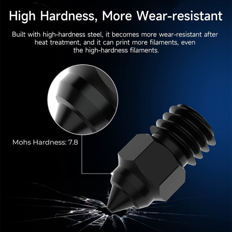 Official Creality High-end Hardened Steel MK8 Nozzles 8PCS, High-Temperature Wear Resistant Compatible with Ender 3/Ender 3 V2/Ender 3 Pro/Ender 3 Max/Ender 5 Series and CR 10 Series Ender 3/5/CR Series