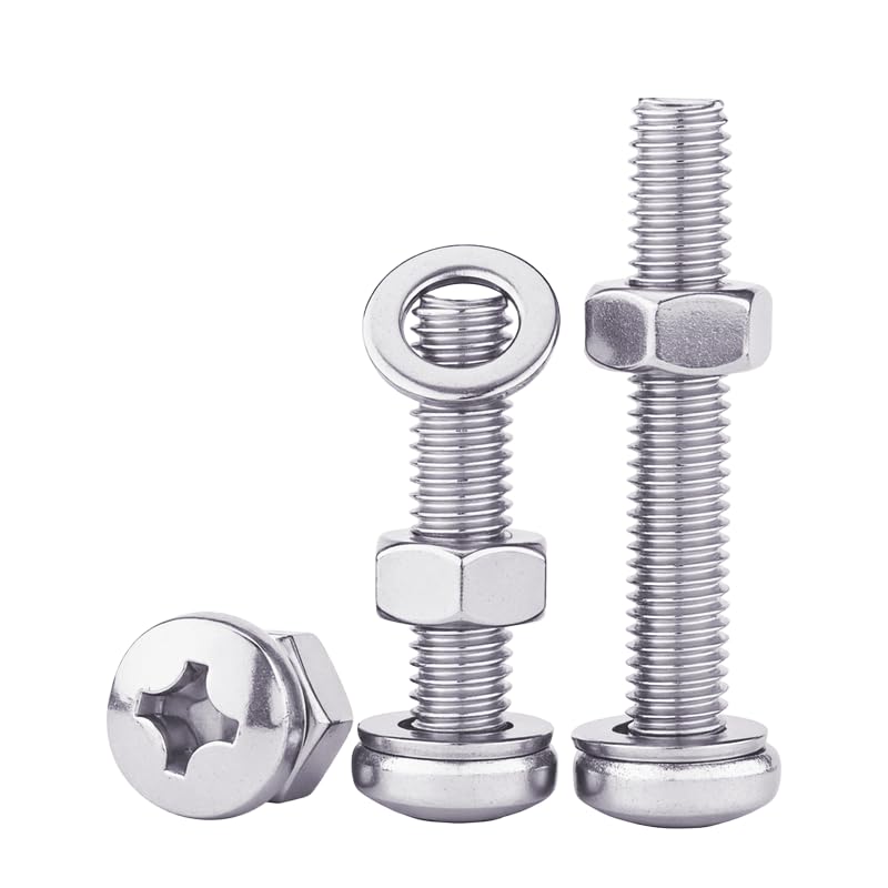 Nut and Bolt Set, Comprising 230 Pieces of Stainless Steel Components, Including a Variety of Cross-Head Nuts and Bolts with Classification of Nuts, Bolts, and Washers.