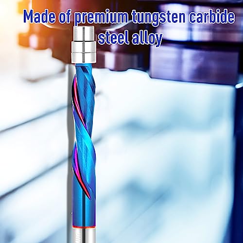 2 PCS Flush Cut Trim Router Bits 1/4 inch Shank Dowm Cut Solide Carbide Flush Trim Bits with Nano Blue Coating by Jiiolioa 2 2 PCS Down Cut Blue Coating