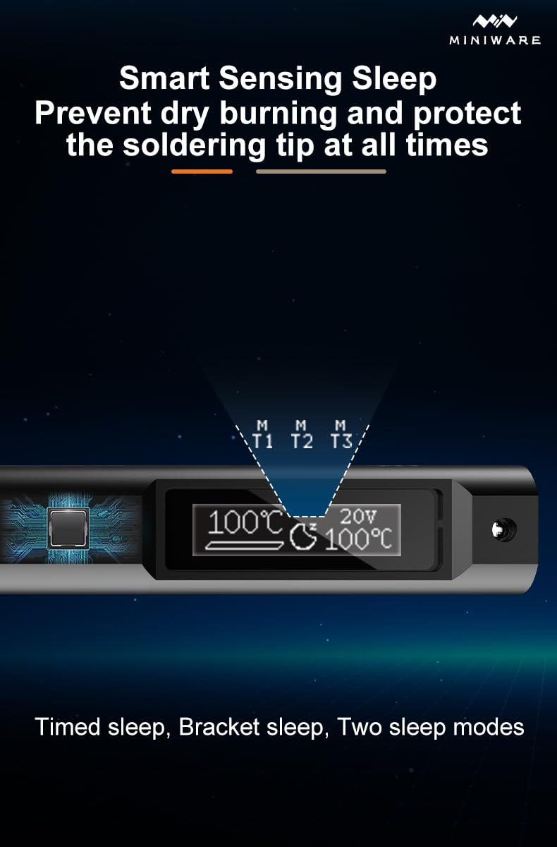 Soldering Iron Kit TS21,Front Lighting,3 Seconds Melts Solder,Fast Heating,DC9-24V Max 100W Soldering-Iron Gun with Adjustable Temp 100-450℃,Compatible with 210 type Iron Tips