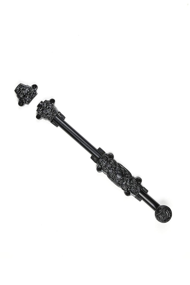 A29 Iron Surface Door Slide Bolt 12 X1 1/4 X 1 7/8 inches with 3 Gate Latch Black Powder Coat Finish 12 x 1 1/4 Inch