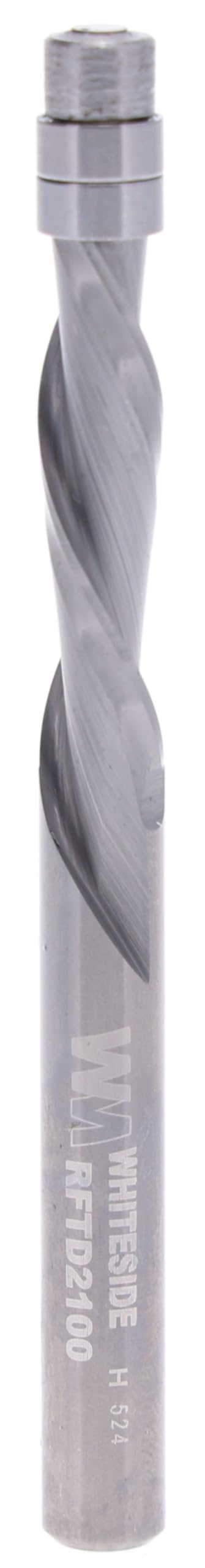 Whiteside RFTD2100 Spiral Downcut Flush Trim Router Bit: 1/4 Inch Cutting Diameter, 1/4 Inch Shank, 1 Inch Cutting Length, Double Bearing Guide