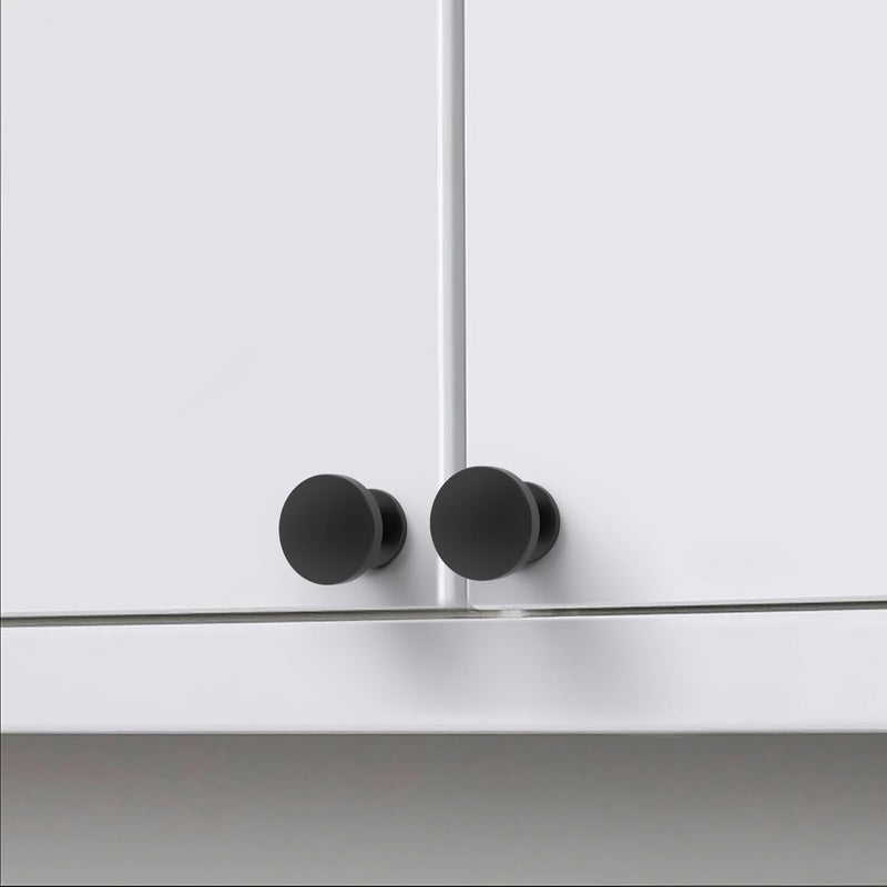10 Pack 1-1/5Inch(30mm) Cabinet Knobs Black Matte Kitchen Cabinet Knobs for Dresser Kitchen Drawers Pulls Black Hardware for Cabinets Knob Matte Black